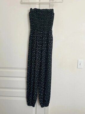 Endless Blu Black Floral Strapless Jumpsuit – Small